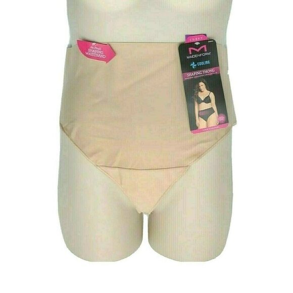 Maidenform Curvy Cooling Shaping Thong Firm Control Beige Plus Size 3X NEW - Picture 3 of 10